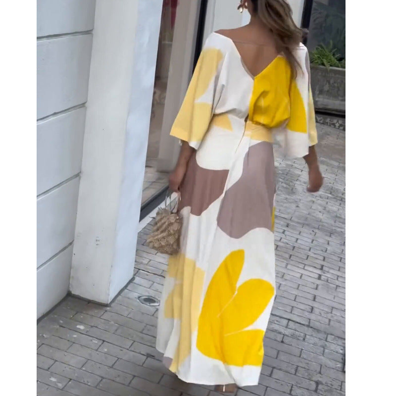 Women's V-Neck High-Waisted Dress - billycorck.com