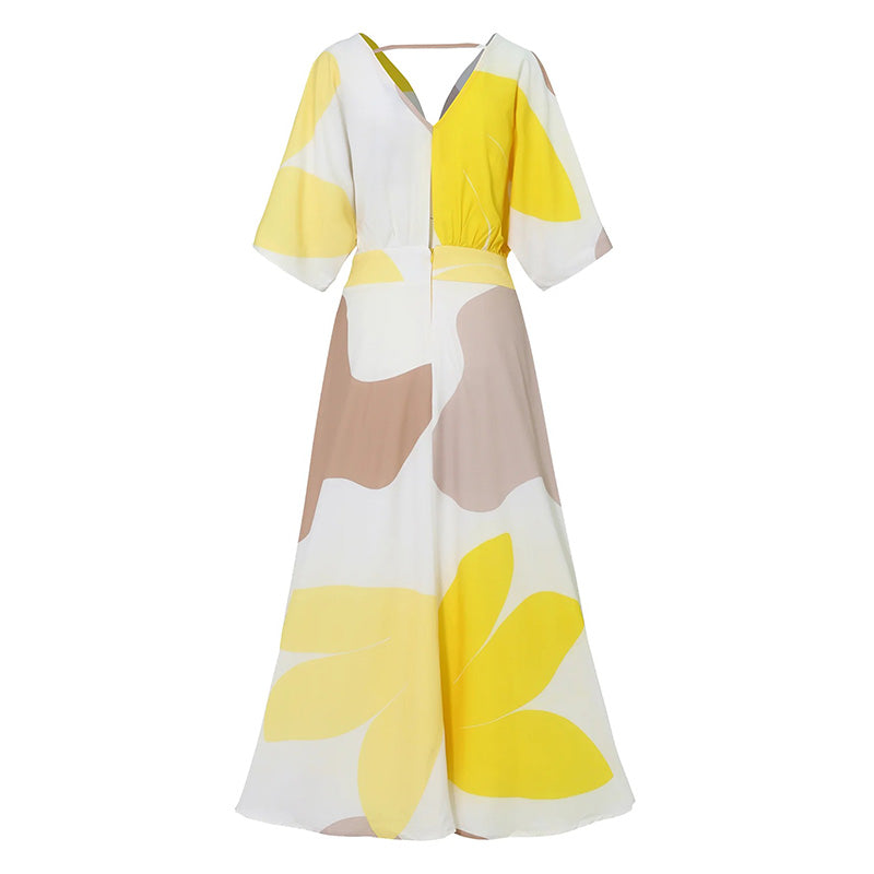 Women's V-Neck High-Waisted Dress - billycorck.com