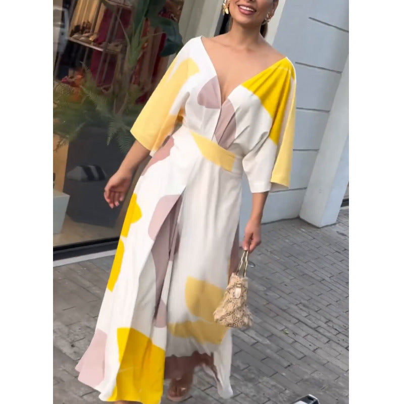 Women's V-Neck High-Waisted Dress - billycorck.com